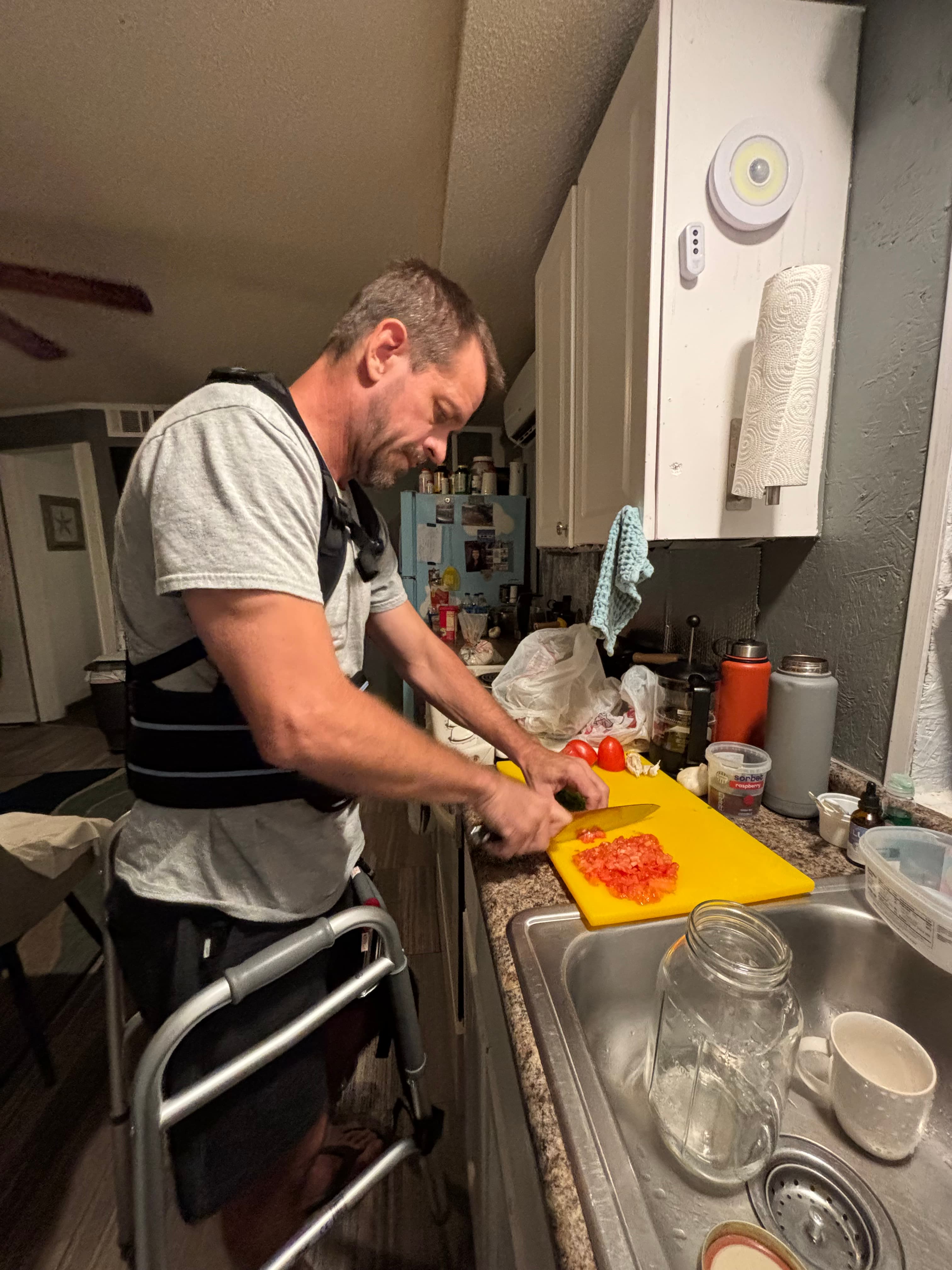 Vegetables being cut on a cutting board