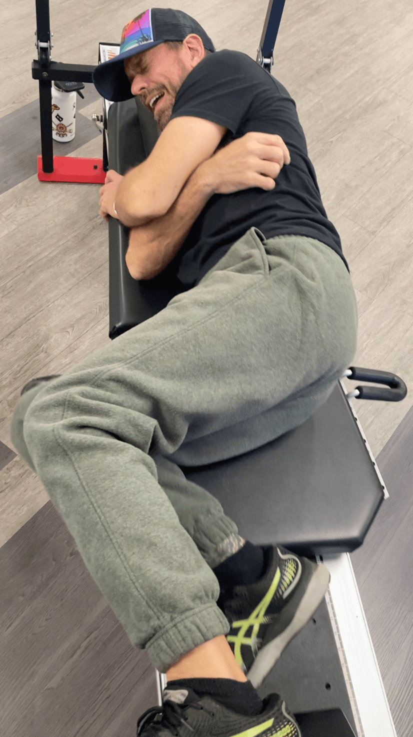 Michael Cavett doing a leg press